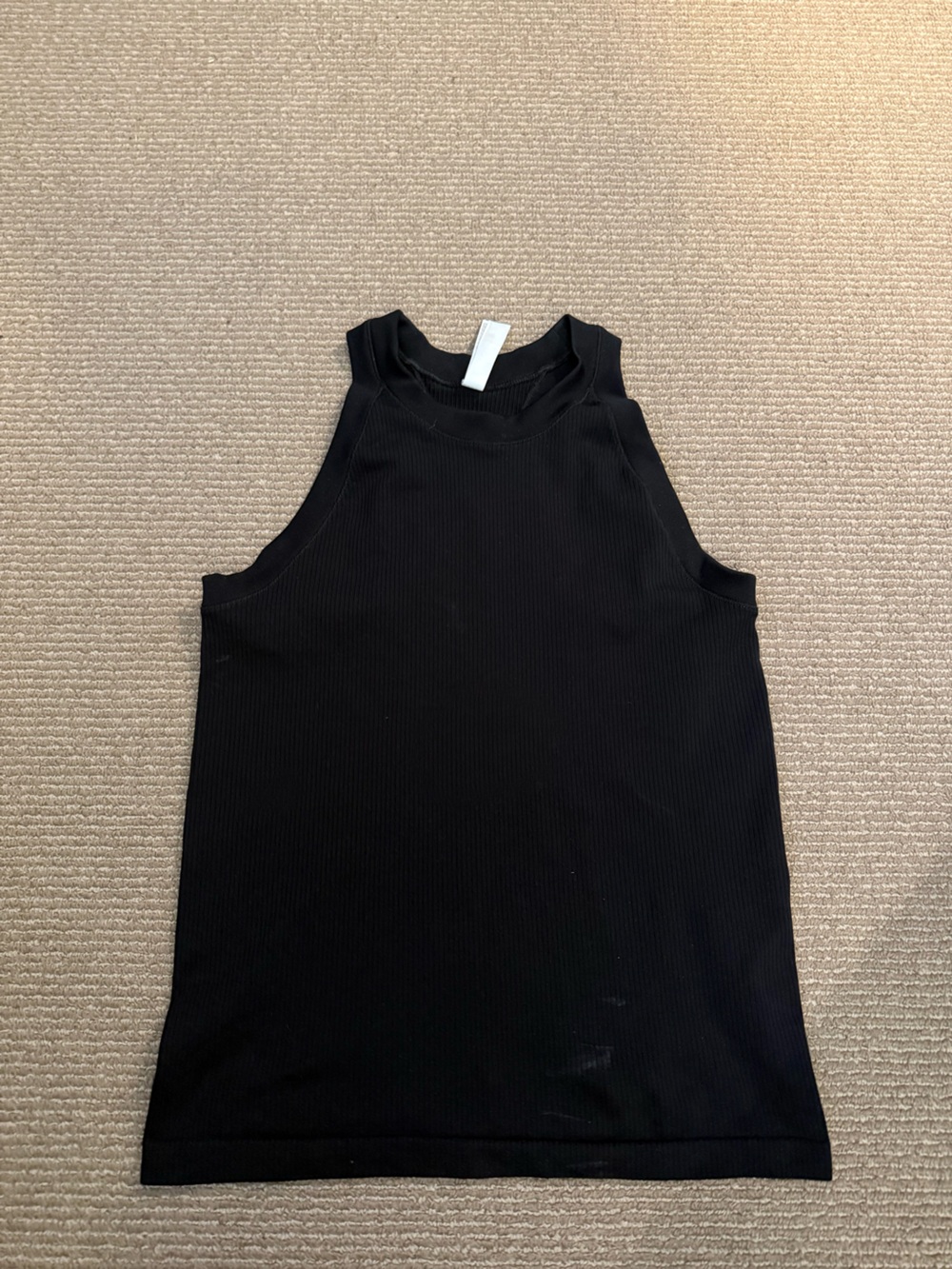 Athleta Black Ribbed High-Neck Tank